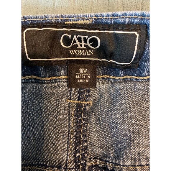 Cato Woman Denim Jean Skirt 16W Pocket Detail Classic Stretch Urban Casual Stain - Picture 3 of 10